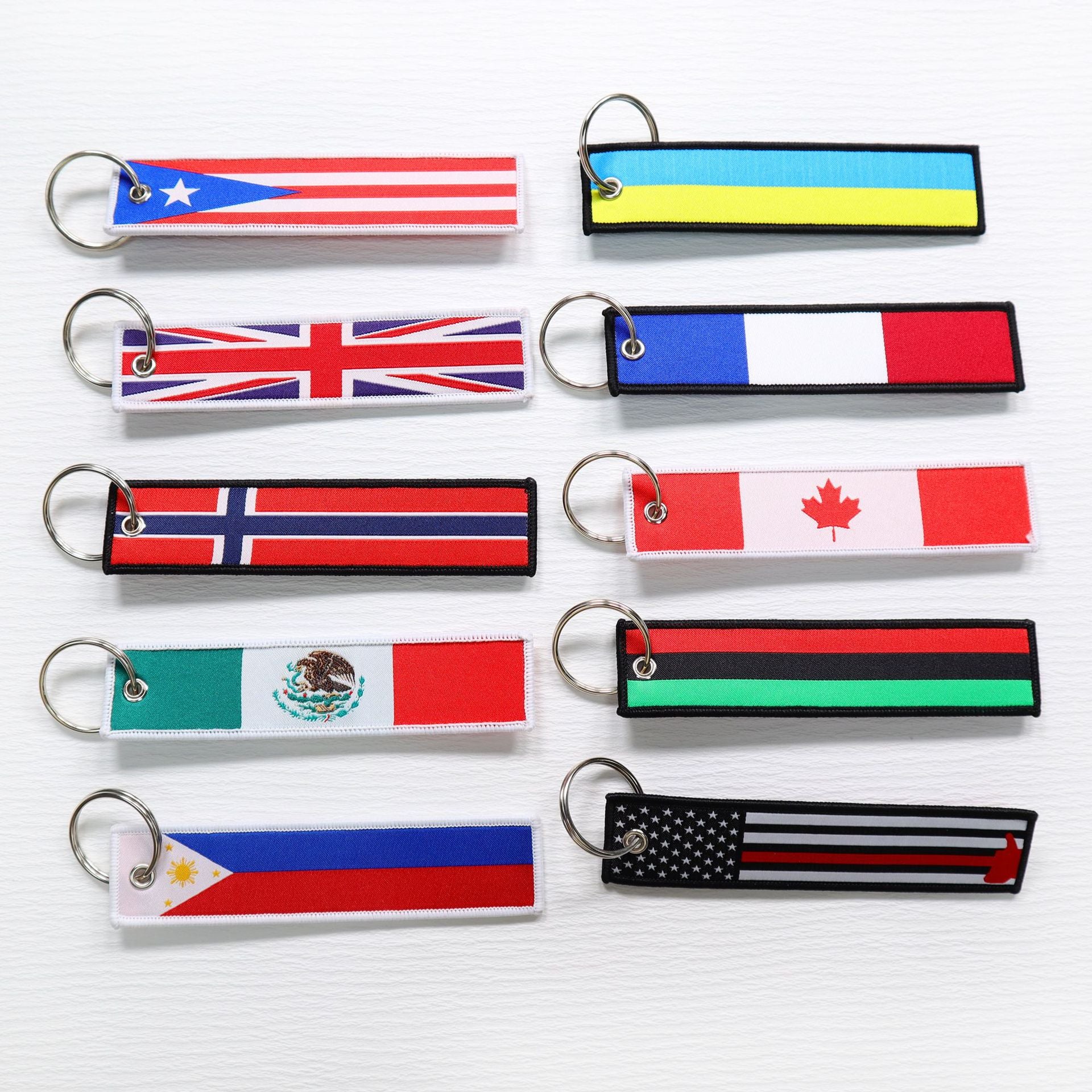 National Flag Embroidered Fabric Keychain