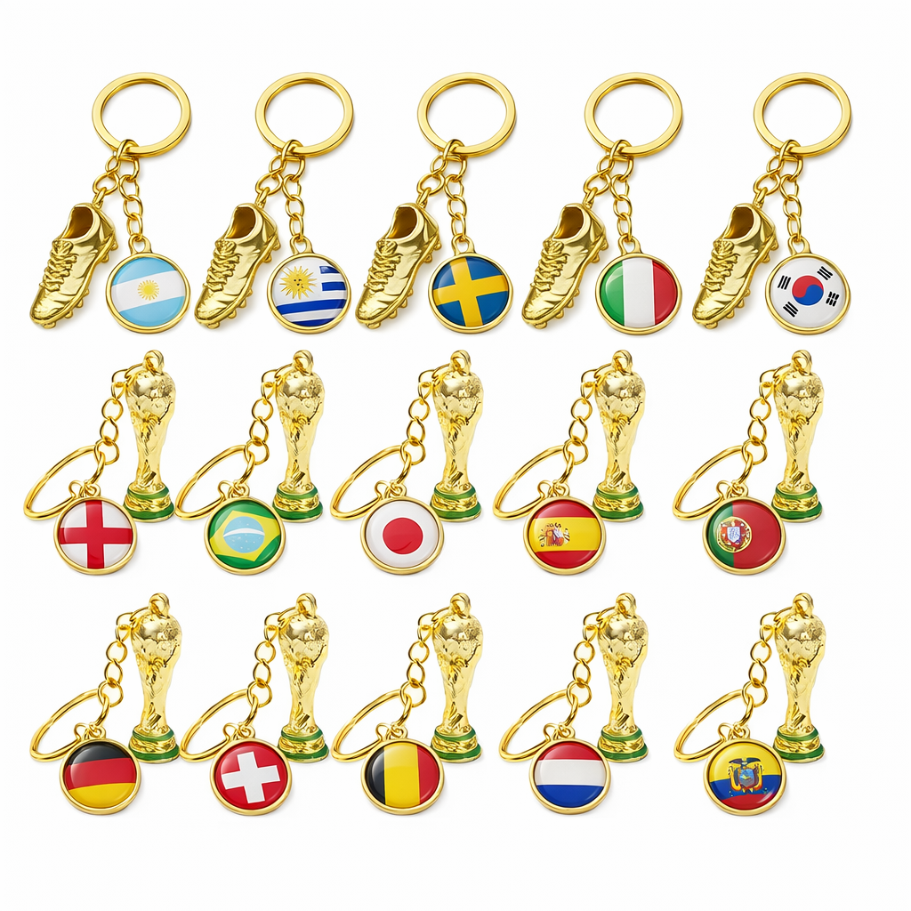 National Flag Embroidered Fabric Keychain